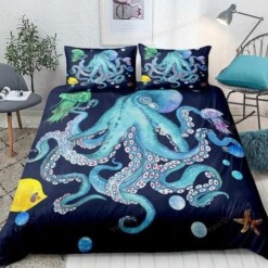 Octopus Cotton Bed Sheets Spread Comforter Duvet Cover Bedding Sets