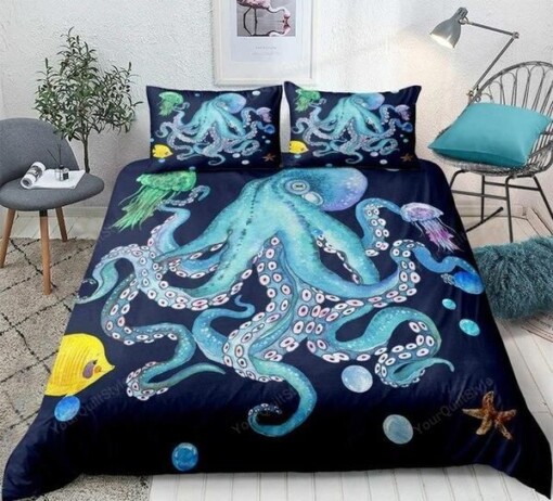 Octopus Cotton Bed Sheets Spread Comforter Duvet Cover Bedding Sets