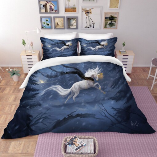 3D White Horse Bedding Set Bed Sheet Duvet Cover Bedding Sets