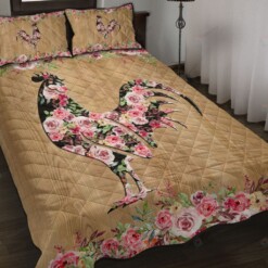 Chicken Flower Wood Style Quilt Bedding Set