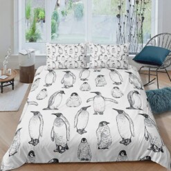 Penguins Pattern  Bed Sheets Spread Comforter Duvet Cover Bedding Sets