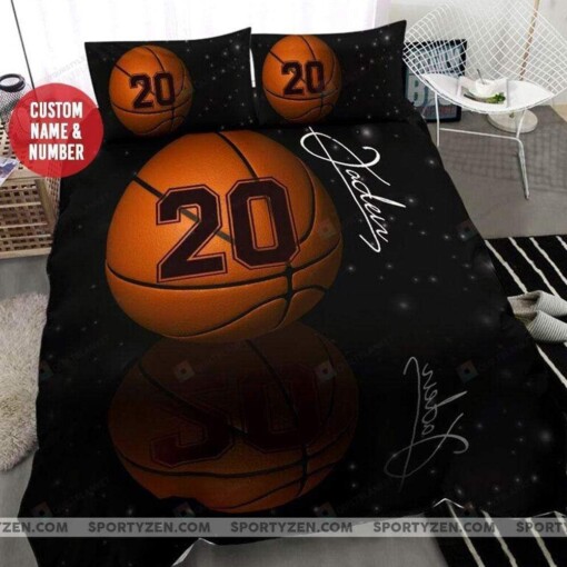 Basketball Shadow Custom Duvet Cover Bedding Set With Your Name