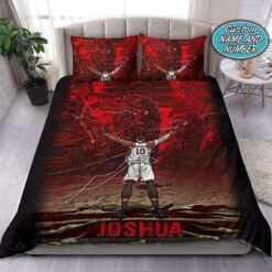 Basketball Red Lion Personalized Custom Name Duvet Cover Bedding Set