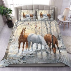 Beautiful Horse In The Winter Bedding Set Bed Sheet Spread Comforter Duvet Cover Bedding Sets