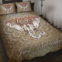 Elephant Just Breathe Mandala Quilt Bedding Set