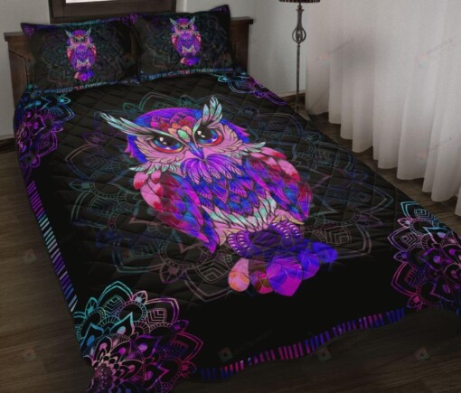 Owl Mandala Pattern Quilt Bedding Set Bed Sheets Spread Comforter Duvet Cover Bedding Sets