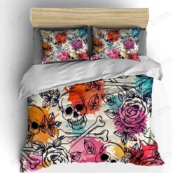 Skull Cotton Bed Sheets Spread Comforter Duvet Cover Bedding Sets