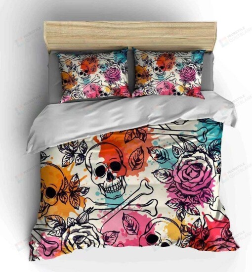 Skull Cotton Bed Sheets Spread Comforter Duvet Cover Bedding Sets