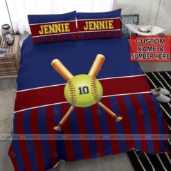 Softball Symbol Personalized Custom Name Duvet Cover Bedding Set