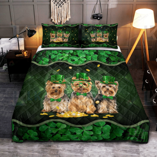 Yorkshire Terrier Shamrock Quilt Bedding Set