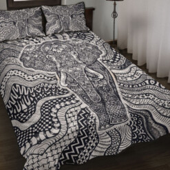 Elephant Monochrome Style Quilt Bedding Set