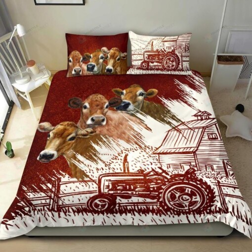 Cow Tractor Farmer Duvet Cover Bedding Set