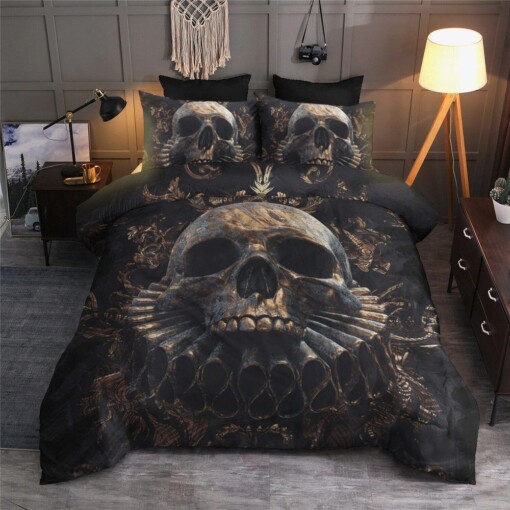 Skull Cotton Bed Sheets Spread Comforter Duvet Cover Bedding Sets