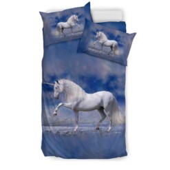 Prancing White Unicorn Horse Bedding Set Bed Sheets Spread Comforter Duvet Cover Bedding Sets