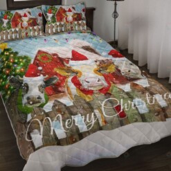 Dairy Cattle Cow Christmas Quilt Bedding Set