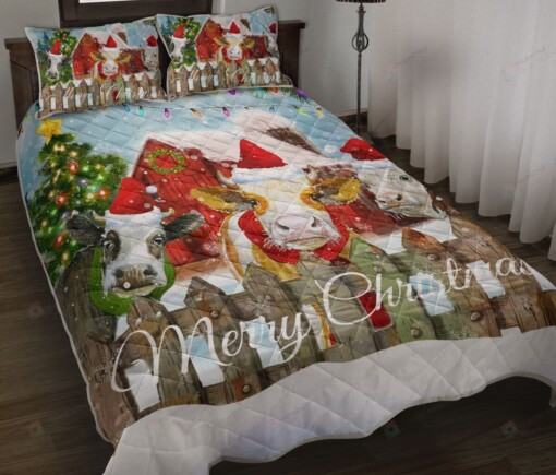 Dairy Cattle Cow Christmas Quilt Bedding Set