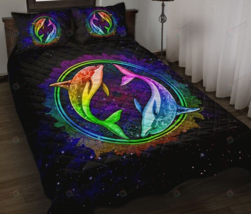 Dolphin Rainbow Quilt Bedding Set