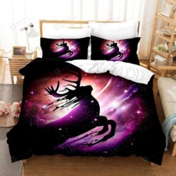 Deer In Galaxy Space Bed Sheets Duvet Cover Bedding Sets