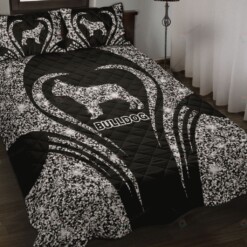 Bulldog Heart Silver Quilt Bedding Set