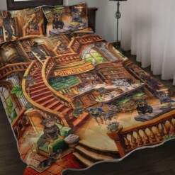 Rottweiler Coffee Shop Quilt Bedding Set