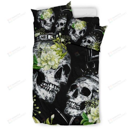 Skull Couple Print Bedding Set Cotton Bed Sheets Spread Comforter Duvet Cover Bedding Sets