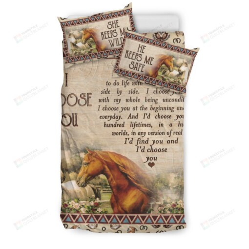 Horse Couple I Choose You Bedding Set Cotton Bed Sheets Spread Comforter Duvet Cover Bedding Sets