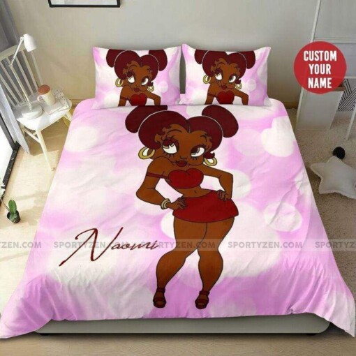 Naughty Sassy Black Girl Custom Name Duvet Cover Bedding Set