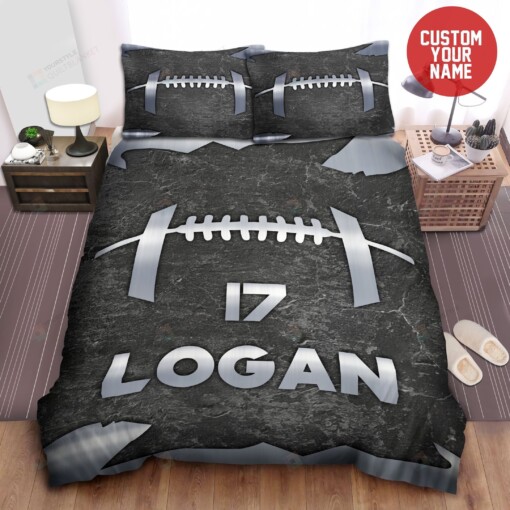 Football Metal Custom Duvet Cover Bedding Set With Your Name