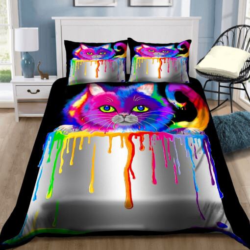 Cat Play With Color Bedding Set Bed Sheets Spread Comforter Duvet Cover Bedding Sets