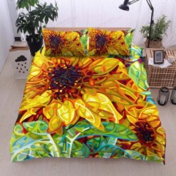 Sunflower Cotton Bed Sheets Spread Comforter Duvet Cover Bedding Sets