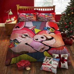 Pig Cotton Bed Sheets Spread Comforter Duvet Cover Bedding Sets