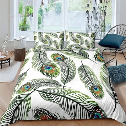 Peacock Feathers Bedding Set  Bed Sheets Spread Comforter Duvet Cover Bedding Sets