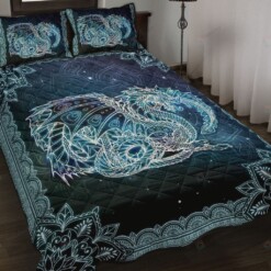 Dragon Mandala Galaxy Quilt Bedding Set