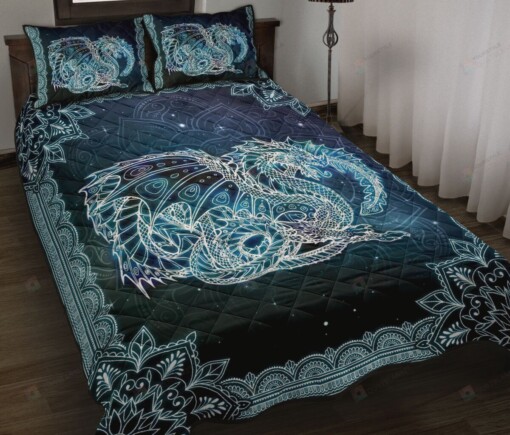 Dragon Mandala Galaxy Quilt Bedding Set