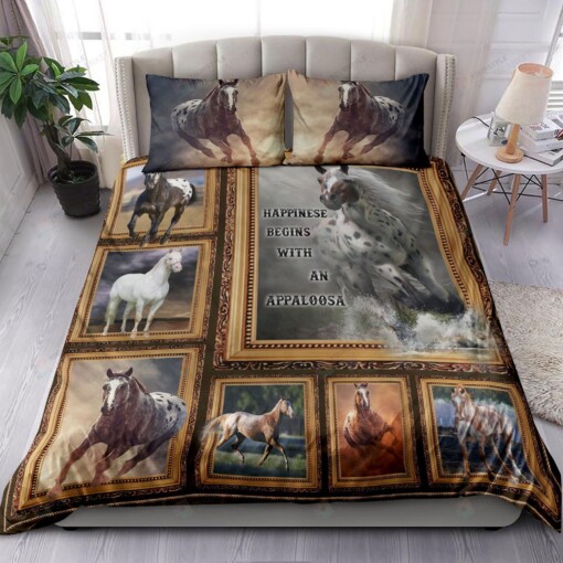 Appaloosa Horse Happiness Begins With An Appaloosa Bedding Set Bed Sheets Spread Comforter Duvet Cover Bedding Sets
