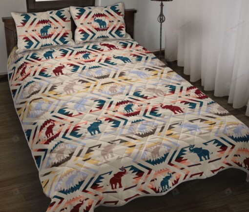 Elephant Vintage Patterns Quilt Bedding Set