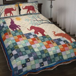 Elephant Fabric Cloth Color Texture Quilt Bedding Set