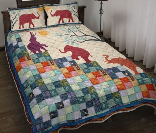 Elephant Fabric Cloth Color Texture Quilt Bedding Set