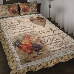 Chicken Couple I Choose You Quilt Bedding Set Cotton Bed Sheets Spread Comforter Duvet Cover Bedding Sets