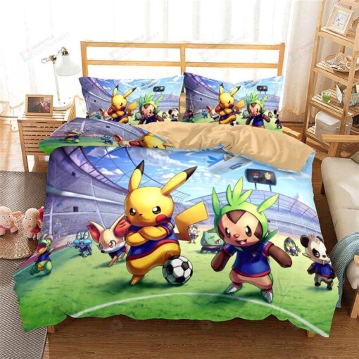 Pokemon Pikachu Print Duvet Cover Bedding Set
