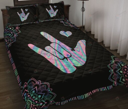 Hologram Deaf Laguage Quilt Bedding Set