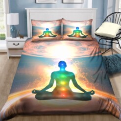 7 Chakras Lotus Pose Bedding Set Cotton Bed Sheets Spread Comforter Duvet Cover Bedding Sets