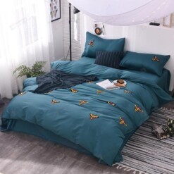 Bee Cotton Bed Sheets Spread Comforter Duvet Cover Bedding Sets