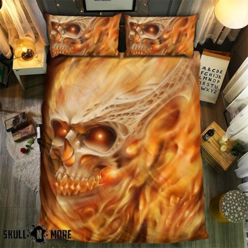 Snm - Flame Skull Collection Bedding Set  (Duvet Cover & Pillow Cases)