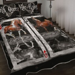 Horse Couple K Q Card Quilt Bedding Set