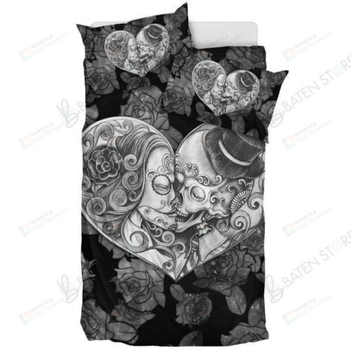 Skull In Love Bed Sheets Duvet Cover Bedding Set