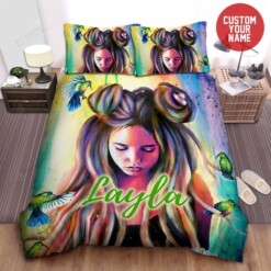 Hippie Girl Custom Name Duvet Cover Bedding Set