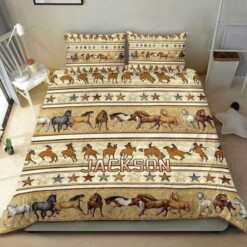 Horse Cowboy Pattern Personalized Custom Name Duvet Cover Bedding Set