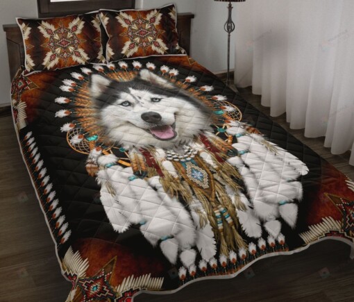 Husky Dog Native American Quilt Bedding Set