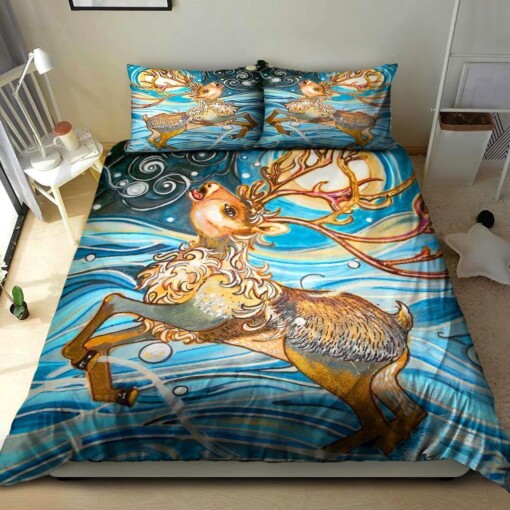 Reindeer Cotton Bed Sheets Spread Comforter Duvet Cover Bedding Sets